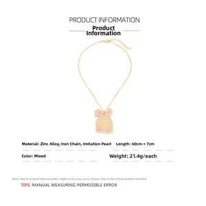 Détails du collier pendentif lapin de Pâques avec perles et spécifications de taille
