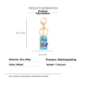 Detail specifications of colorful book pendant keychain with zinc alloy size 10.2x2.6cm