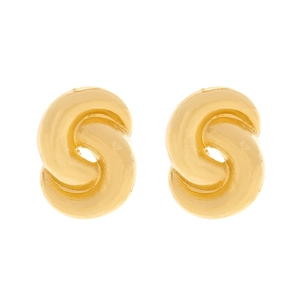 Retro oversized gold alloy earrings with a twisted knot spiral design on white background