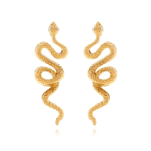 Orecchini A Serpente Vintage Lega Zinco Strass Ritorti Lunghi Pendenti Punk Gioielli Donna Perno Acciaio Inossidabile
