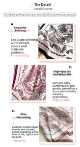 Detailansicht des eleganten Paisley-Musters und der feinen Kantennaht am Kunstseidenschal