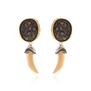 Vintage Horn Pendant Earrings Rhinestone Zinc Alloy Bohemian Jewelry With Stainless Steel Earring Post For Women
