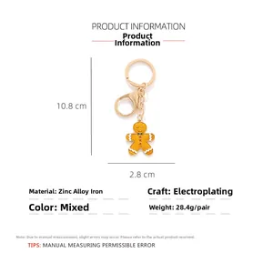 Dettagli delle dimensioni del portachiavi a forma di pan di zenzero con chiusura a moschettone