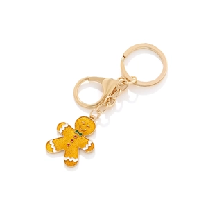 Simpatico portachiavi a forma di pan di zenzero con smalto giallo glitterato e chiusura dorata