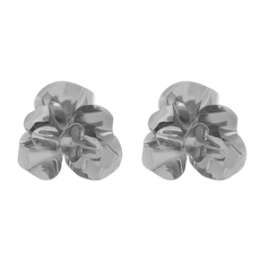 Exaggerated silver metal flower earrings with detailed 3D petals and retro floral design