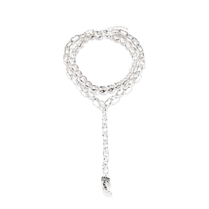 Multi Layer Necklace With Animal Horn Pendant Vintage Punk Heavy Metal Zinc Alloy And Iron Chain Jewelry For Women Long
