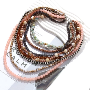Bohemian multi-layer handmade beaded necklace with colorful stones and adjustable clasp