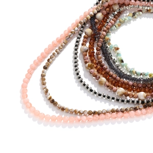 Bohemian multi-layer beaded necklace featuring colorful mixed stones and metallic beads