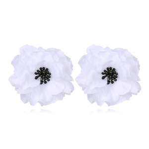 Stoff Geschichtete Blumenohrringe Mit Kristall Handgefertigt Übergroße Böhmische Modeschmuck Für Frauen Earring Post