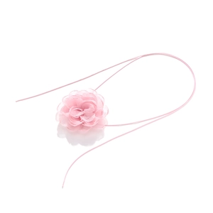 Collier ras de cou fait main avec fleur en organza rose et liens ajustables