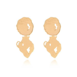 Orecchini Pendenti in Lega di Zinco a Forma di Giarra Vintage Con Texture Martellata e Design Traforato Oro Donna