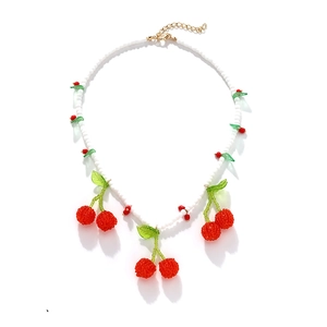 Süße Frucht Perlenkette Mit Harz Kirsch Anhängern Und Legierung Verlängerungskette Sommer Stil Schmuck Für Damen