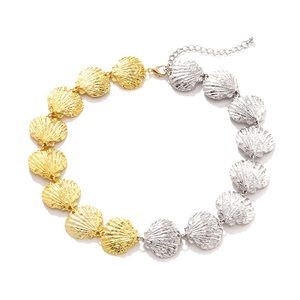 Scallop Shell Necklace And Bracelet Zinc Alloy Two Tone Gold Silver Ocean Style Adjustable Beach Jewelry For Women
