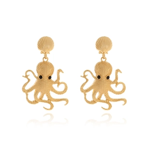 Octopus Pendant Earrings Zinc Alloy Shell Stud Enamel Nautical Marine Animal Statement Vacation Jewelry For Women