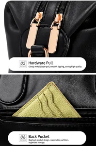 Detail van zwarte lederen tote tas met gouden dubbele ritsen en een diefstalwerend vakje