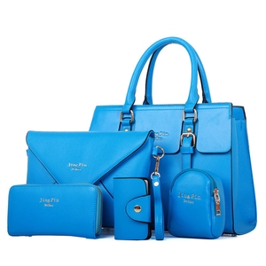 Ensemble de 5 sacs à main bleus avec cabas et bandoulière en cuir Saffiano