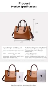 Tabella taglie borsa a mano capiente con confronto dimensioni per tablet iPad