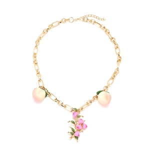 Collier Pendentif Pêche Alliage De Zinc Or Chaîne À Maillons Ronds Style Pastoral Doux Femmes