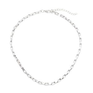 Minimalist silver chain link necklace with lobster clasp and adjustable extension chain
