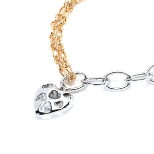 Collier chaîne en métal mixte exagéré avec pendentif coeur évidé pour bijoux tendance