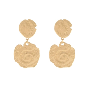 Boucles d'oreilles minimalistes en alliage doré avec texture martelée et design vintage