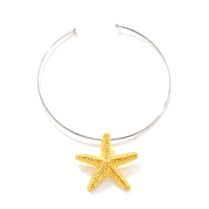 Starfish Pendant Choker Necklace Zinc Alloy Iron Ocean Style Fashion Metallic Textured Animal Accessory For Women