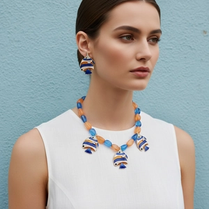 Tropical Fish Pendant Necklace With Multi Color Resin Beads Alloy Enamel Rhinestone Ocean Beach Vacation Style Women