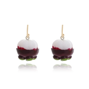 Creative Mangosteen Fruit Drop Earrings Resin Realistic Purple White Food Jewelry For Women Girls Unique Fresh Style