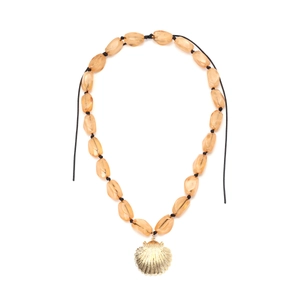 Shell Pendant Beaded Necklace With Resin Amber Jelly Beads Bohemian Ocean Beach Style Handmade Long Jewelry For Women