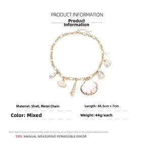 Détails du collier pendentif en coquillage avec une chaîne de 44,5 cm plus 7 cm