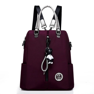 Sac à Dos Femme Mode Tissu Oxford Imperméable Minimaliste Décontracté Grande Capacité Sac à Main Avec Pendentif Ours Pour Voyage École