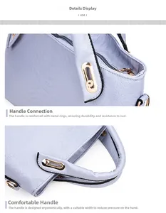 Detail of light purple crocodile texture faux leather bag with gold hardware