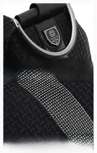 Detail showing high-quality black leather texture with elegant silver metal top handles