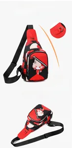 Close-up of durable metal D-ring buckle and zipper detail on the black crossbody bag