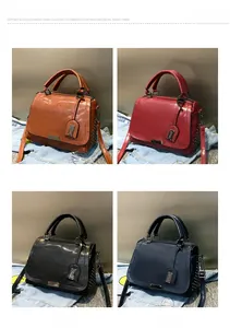 Collection de sacs à main rétro en cuir PU en marron, rouge, noir et bleu