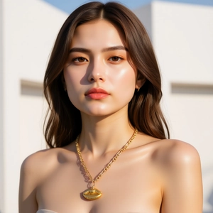 Retro Gold Alloy Lip Pendant Necklace Vintage Figaro Chain Chunky Statement Clavicle Choker For Women