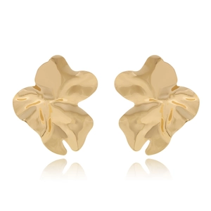 Boucles D'oreilles Clous Fleurs Feuilles Métal Irrégulières Exagérées Rétro Alliage Texturé Pétale 3D Femmes
