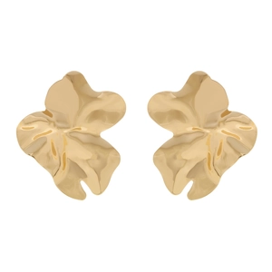 Boucles d'oreilles fleur en métal doré vintage avec pétales et texture martelée