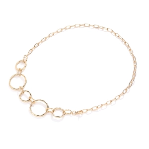 Golden geometric ring body chain with hammered texture for beach bikini accessories