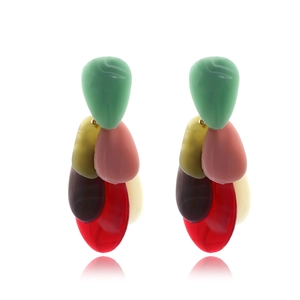 Boucles D'oreilles Pendantes En Résine Superposées Colorées Géométriques Pétales Multicolores Pour Femmes Bijoux Mode