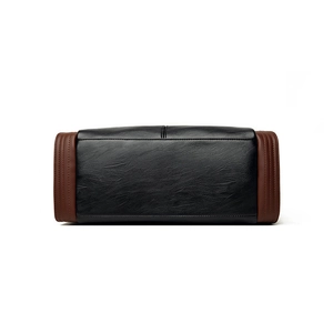 Grand sac cabas bicolore noir et marron foncé avec base en cuir synthétique grainé