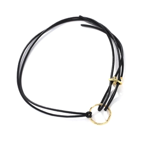 Fashionable PU leather cord body chain with geometric gold rings and beach bikini design