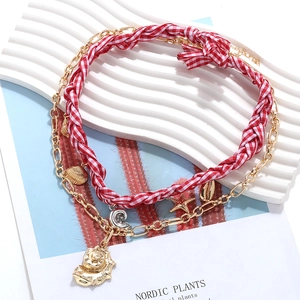 Double-layered woven starfish and seashell pendant necklace for ocean style styling