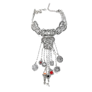 Collier Choker Rétro Bohème Pour Femmes Alliage Fleur Creuse Avec Pendentifs Pièce Clé Et Pierres Précieuses Artificielles