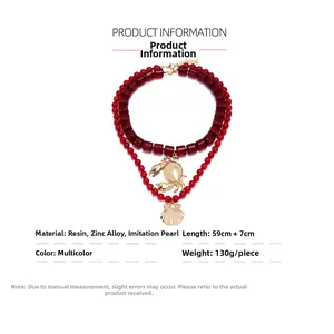 Détails du collier de plage multicouche en résine avec pendentifs crabe et coquillage
