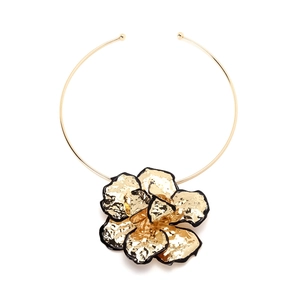 Collier Torque Pendentif Grande Fleur Alliage Métal Émail Bijoux Mode Exagérés Pour Femmes