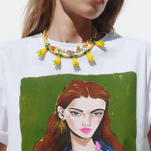 Collier Multicouche Fait Main Alliage Résine Perles Banane Fruit Fleur Pendentif Été Plage Doux Femmes Chaîne De Clavicule