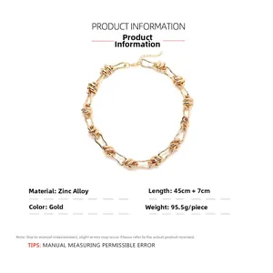 Detail specifications for gold irregular link chain necklace made of durable zinc alloy