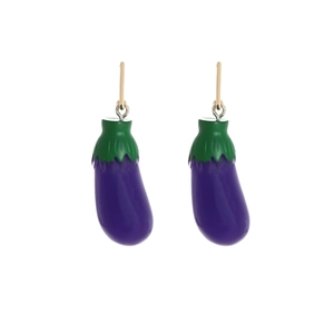 Boucles d'oreilles créatives en forme d'aubergine violette avec crochets dorés