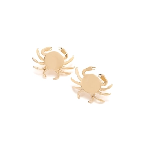 Polished golden alloy crab stud earrings for women with creative animal design